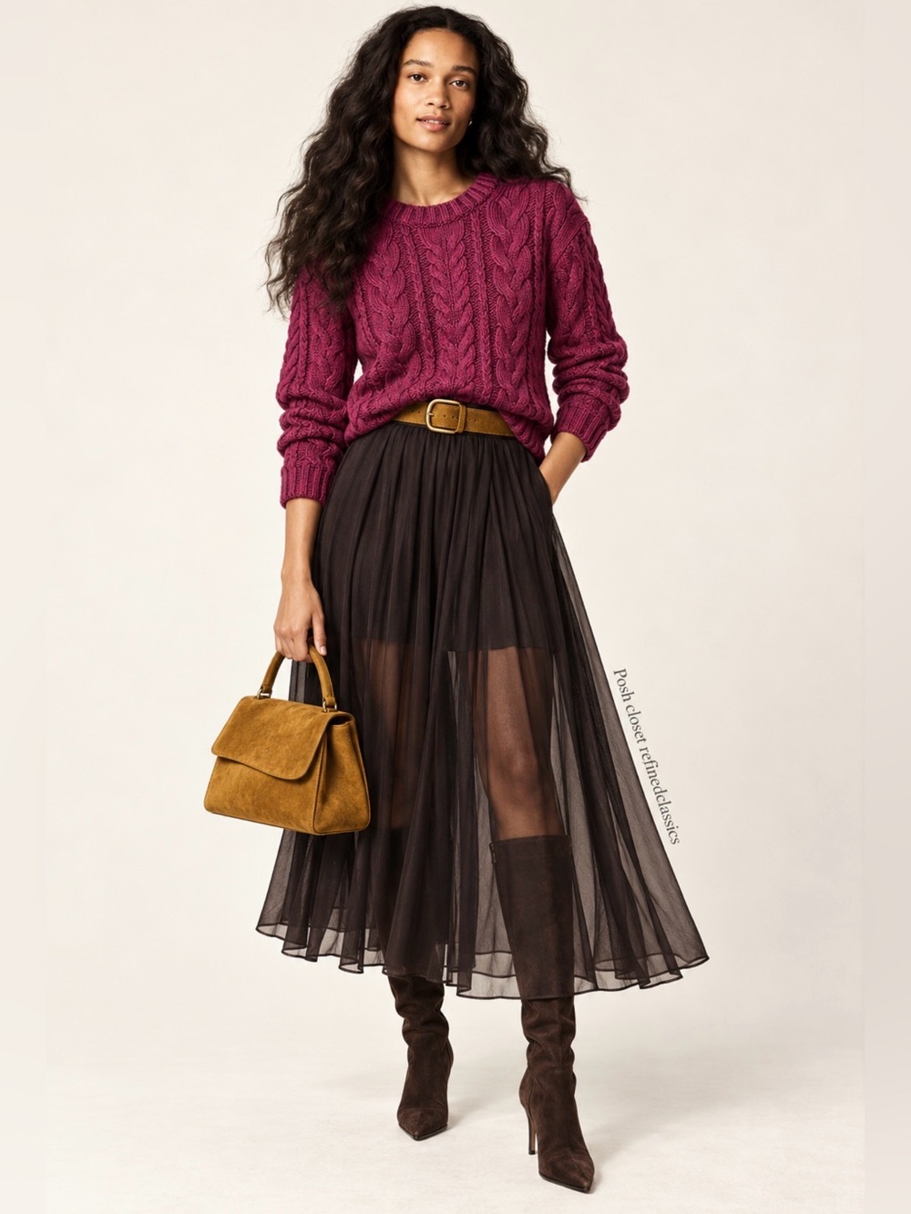 J.Crew Cable-knit crewneck sweater in vivid mulberry